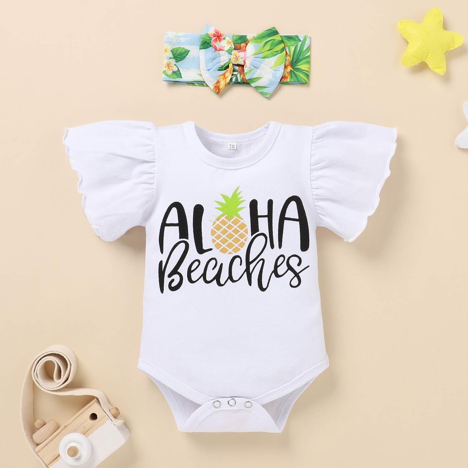 Isn'T She Lovely Newborn Baby Girls Coming Home Outfit Ruffle Romper Shorts Pants Headband 3PCS Summer Clothes Set