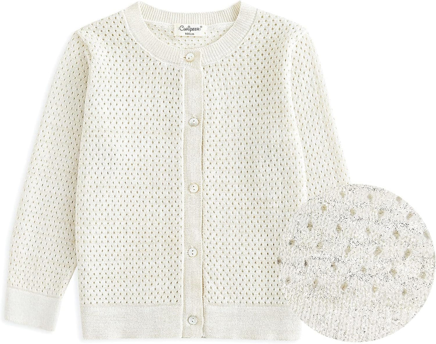 Baby Girl White Sweater Knitted Cardigan for Toddler 1-7Years Open Front Coats Spring Summer Kids Solid Jacket White 12-18Months